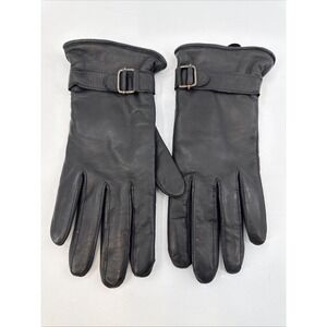 Vintage Grandoe Gloves Black Leather Black Lined Women's Medium